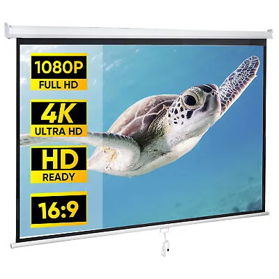 80 Inch Manual Pull Down Projector Screen 16:9 Home Movie Theater Display White • $46.58