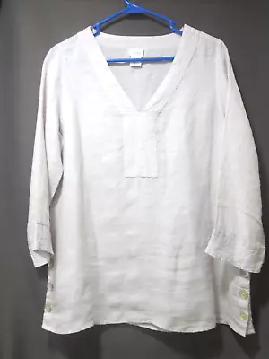 Sigrid Olsen 100% Linen 7/8 Sleeve Top Blouse Tunic S • $15
