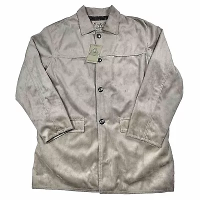 Men's A. Collezioni Drifter Jacket Coat Size XL Button Italy Tan Faux Suede NEW • $49.99