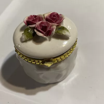 $10 • Buy 2001 Zales Trinket Box Limited Edition Round Raised Flowers