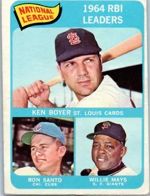 1964 Topps #6 League RBI Leaders Ken Boyer / Ron Santo / Willie Mays • $4.29