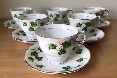 Colclough  Ivy Leaf - 6 X Cups & Saucers - Very Good Used Condition • £9.99