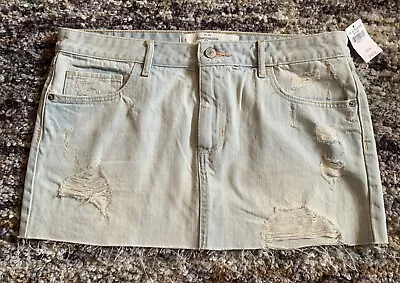 NWT Abercombie & Fitch Women’s Size 8 Jean Mini Skirt Denim Light Wash Distress • $18