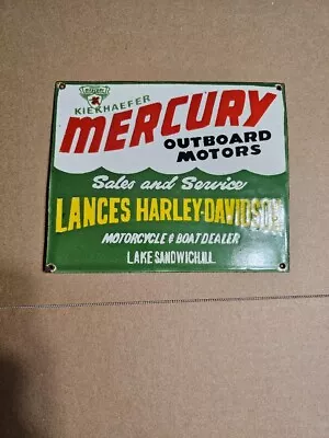 Vintage Mercury Porcelain Sign Boat Motor Lance Harley Davidson Motorcycle  • $45