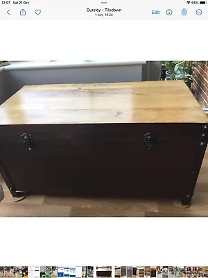 Wooden Storage Chest Trunk Blanket Box • £95