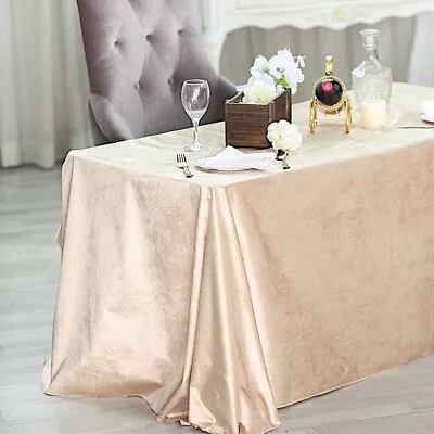 CHAMPAGNE 90 X132  Premium Velvet Rectangular Tablecloth Wedding Party Linens • $33.64