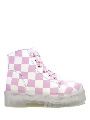 YRU Slayr Slayer Checkered Pink White Military Pink Goth Kawaii Platforms Boots • $209.89