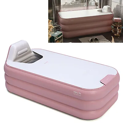$72.20 • Buy Smart Inflation Bath Tub Foldable Portable Bathtub Adult Spa W/Backrest+Cover US