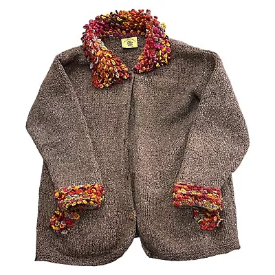 Vintage Pachamama Knit Cardigan Hand Made 100% Wool Sweater Womens XL • £49.99