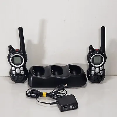 Motorola Two Way Radio Walkie Talkie MR350TPR Black (2) W/3 Slot Charger Tested • $64.95