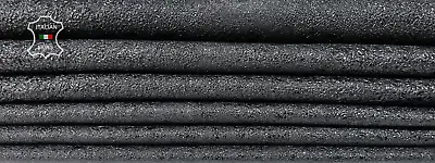 WASHED BLACK SHIMMER CRISPY Soft Lambskin Leather 2 Skins 10sqf 0.9mm #B7255 • $52