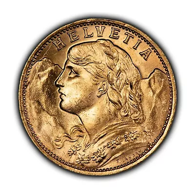 1927-B Switzerland 20 Francs Gold Coin - Helvetia - BU - 0.1867 AGW - SKU-G3152 • $550