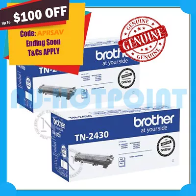 2x Brother Genuine TN-2430 Toner Cartridge For HL-L2350DW/MFC-L2710DW/MFCL2730DW • $177.48