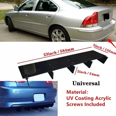 23x5  Universal Black Fit For Volvo S60 01-09 Rear Bumper Diffuser Fin Splitter • $40.45