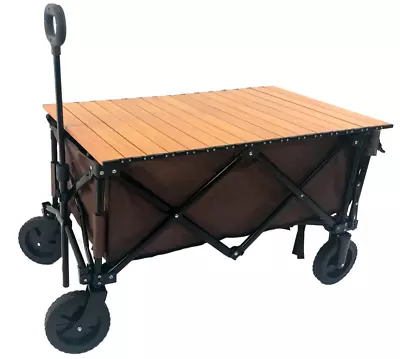Collapsible Wagon Folding Camping Beach Garden Cart + Roll-Top Drop-Gate • $99.99