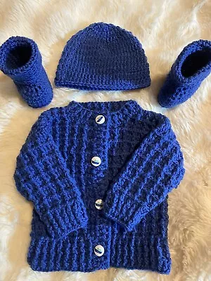 Hand Crocheted Baby Cardigan Set • £12