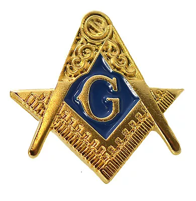 New Masonic Freemason Square & Compass Crest & G Gold Enamel Lapel Pin Badge • £6.89