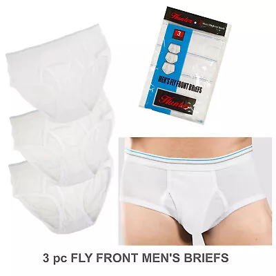 3 Pc Men White Briefs Cotton Underwear Old School Open Front Vintage Style • $12.15