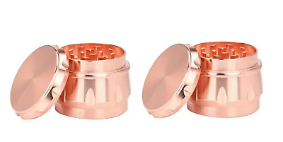 Pack Of 2 Small Rose Gold Grinders 40mm 4 Piece Metal Herb Spice Tobacco Grinder • £16.89