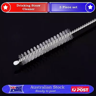 3x Drinking Straw Cleaner Reusable Brush Cleaning Hygienic Stainless Steel Long • $3.65