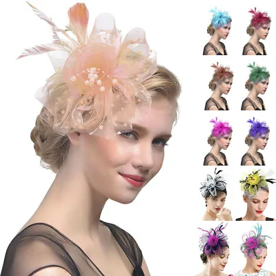 $8.17 • Buy Feather Hair Fascinator Alice Headband Clip Ladies Wedding Royal Ascot Races