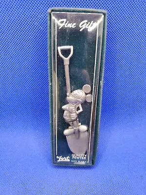 Walt Disney Pewter Mickey Mouse On Shovel Collectible Souvenir Spoon - With Box • $8.95