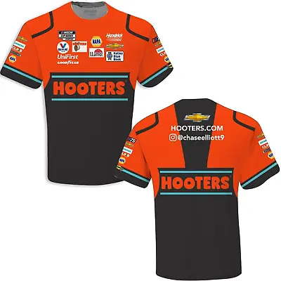 Chase Elliott 2023 Hooters Sublimated Uniform Pit Crew T-Shirt • $37.99