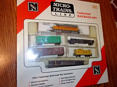 Micro-trains C Table Top Railroad Set N-scale W/ UP Engine 4 Cars & Track • $195.75