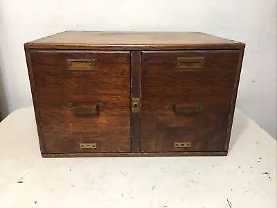 Antique Library Bureau Sole Makers Two Drawer Side By Side Oak File Caninet • $199.99