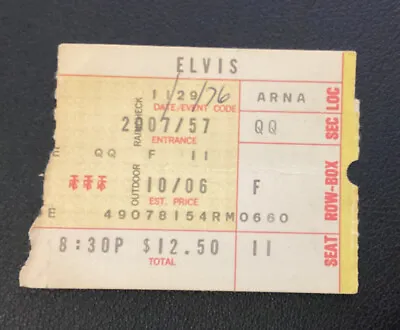 ELVIS ORIGINAL CONCERT TICKET STUB / Daly City CA Cow Palace Nov 1976 • $213.64