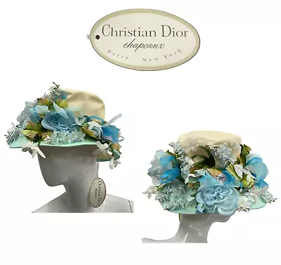 Vintage Christian Dior Marshall Field & Co Floral 1960s Hat Chapeaux Paris NY • $170.50