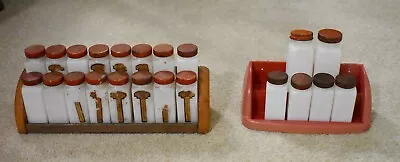 Vintage Griffith's Milk Glass Spice Jar Set 22 Pc Plus 2 Red Racks • $40