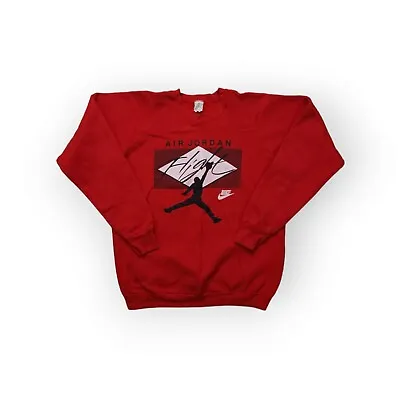 Vintage Air Jordan Nike Flight Jumpman Logo Sweatshirt Pullover Mens XL Red • $99.95