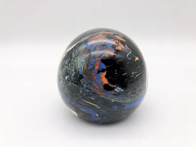 Mdina Art Glass Paperweight Galaxy Style Blue Orange Yellow Green Maltese 2.5” D • $34.99