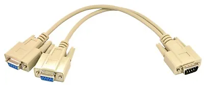 PTC DB9 Serial (RS-232) Y-Splitter Cable | Beige | 1'ft • $8.99