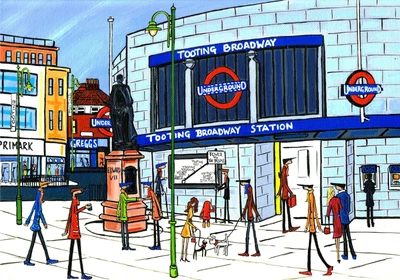 £9 • Buy A4 Print Of Tooting Broadway Station, Original South London Artist Dan Print 