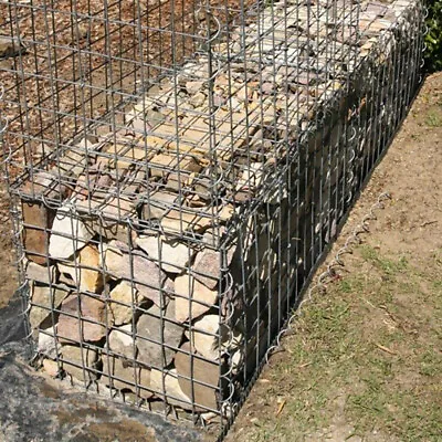 1/2pcs Gabion Stone Basket Planter Heavy Galvanised Steel Cage Fence Wire Mesh • £32.95