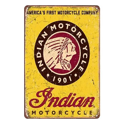 2x Tin Sign INDIAN MOTORCYCLE 90 FIRST COMPANY 20x30 Metal Rustic Vintage • $25.66