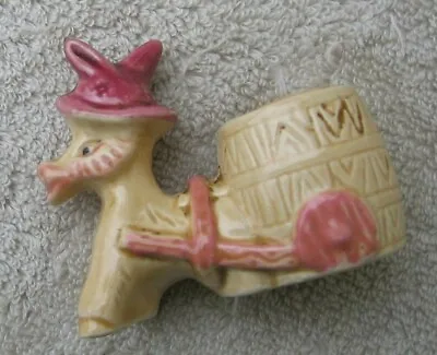 $8.95 • Buy Vintage Miniature Burro Donkey Mule Cart Pottery Planter Figurine Pink Cap