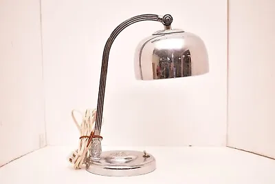 VTG Streamline Futurist Art Deco Machine Age Chrome Jewelers Table Lamp Light • $164.50