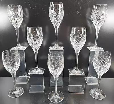 8 Mikasa English Garden Water Goblet Set Crystal Clear Floral Etch Swirl Cut Lot • $186.87