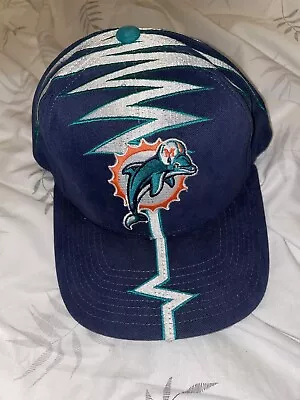 Rare Vintage Miami Dolphins Double Starter Shockwave Hat Cap Snapback • £195