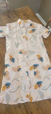 $20 • Buy Rachel Zoe 100% Linen Floral Shift Tunic Shirt Dress Button Up Multicolor Sz XS 