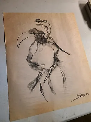 Vintage 1960's Original Charcoal Study Abstract Woman Posing  Simon  18 X 24 #3 • $129