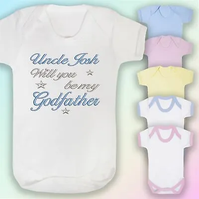 £7.25 • Buy Will You Be My Godfather Embroidered Baby Vest Gift Personalised Godparent