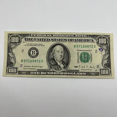 Series 1988 US One Hundred Dollar Bill $100 New York B 57169872 C Small Face • $134.66