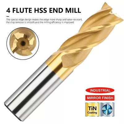 HSS End Mill Spiral Bit 4 Flute CNC Cutter 1/16 To 3/4 Inch For Alu TiN Coated • $5.59