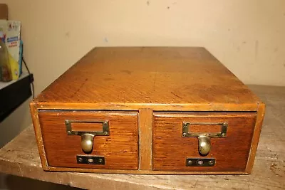 Anique C.1900 Gaylord Bros. Oak 2 Drawer Index Card File Office Library Cabinet • $165