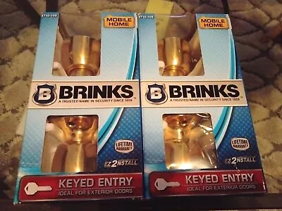 2 Brinks Keyed Entry Door Knob Mobile Home Polished Brass Bell Key  2710-105 • $35