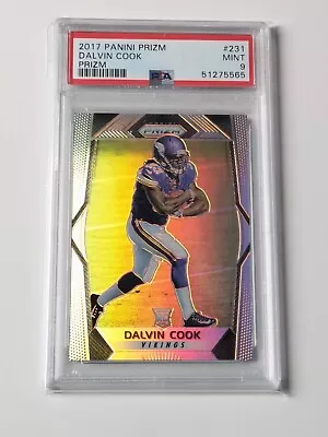 Panini Prizm 2017 Dalvin Cook Vikings Rookie RC Silver NFL PSA 9 • £26.99